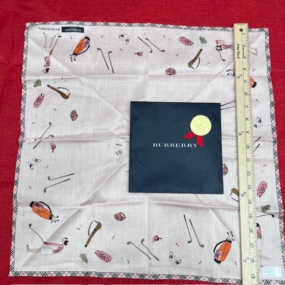 New Trendy Burberry London Mini Sxarf 20" Cotton Light Pink Golf Nova check (74 - Picture 7 of 9